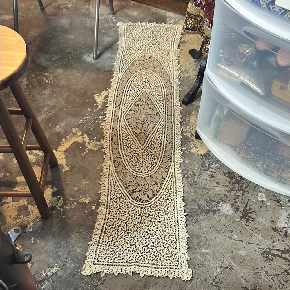 Vintage, Intricately Embroidered, Lace Table Runner